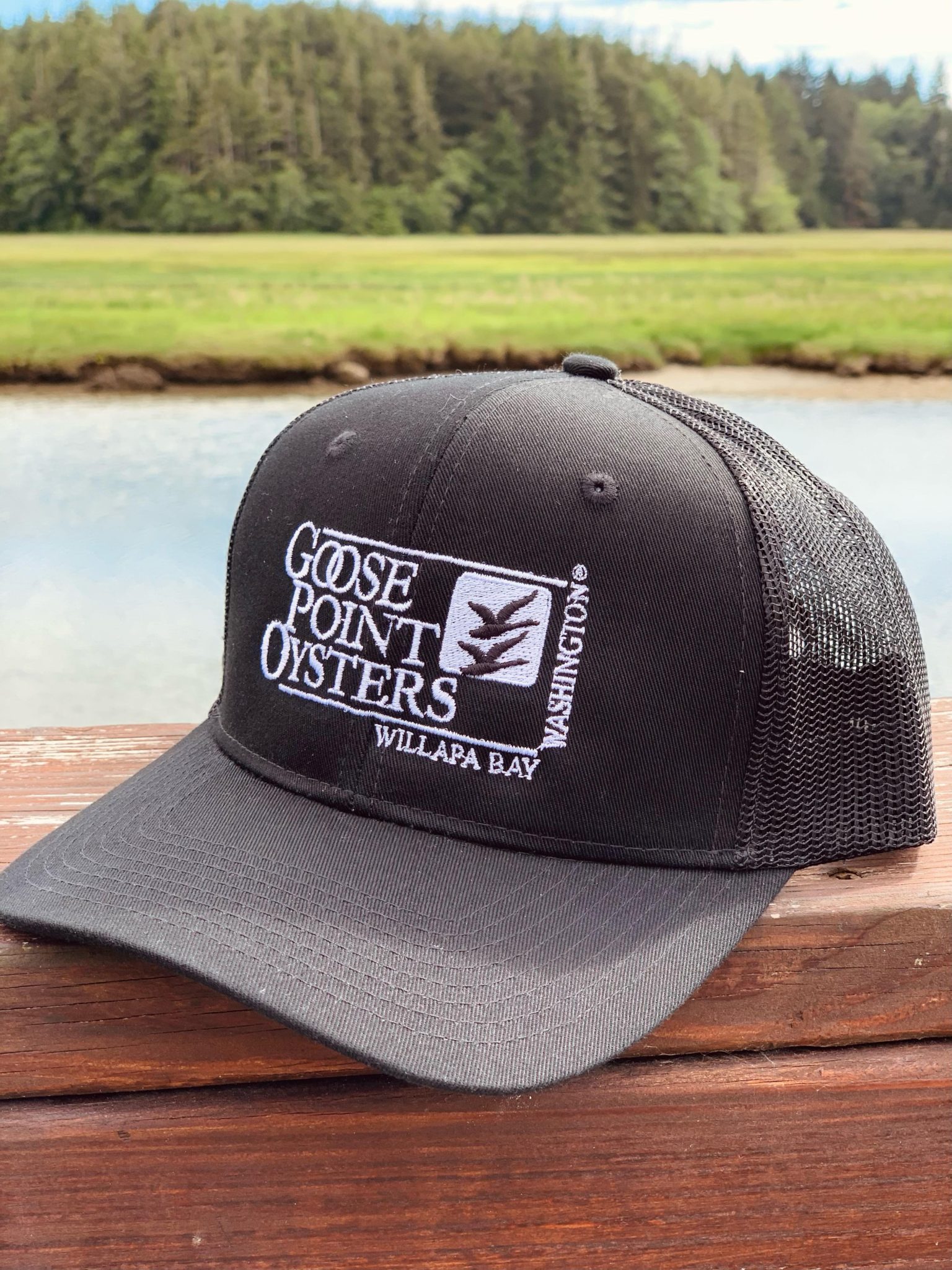 Goose Point Oysters Trucker Hat Goose Point Shellfish Farm & Oystery